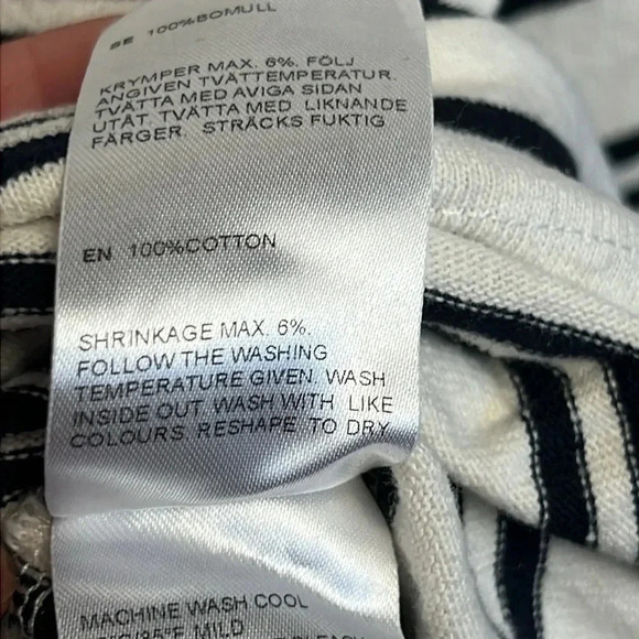 Marimekko womens small white black stripes shirt bottom ties‎ 3/4 sleeve casual - Picture 4 of 7